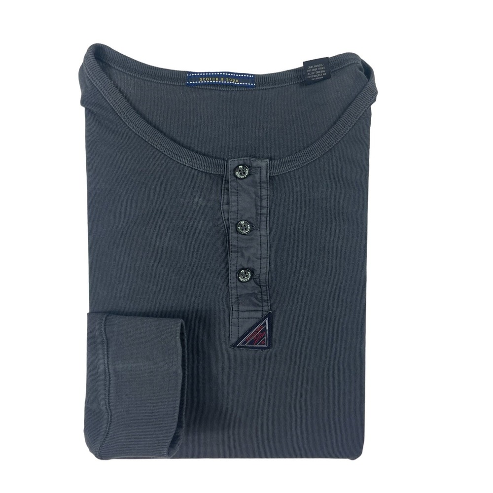 Scotch & Soda Gray Mens Cotton Henley Long Sleeve Shirt 145496-18-FWMM-D50 Small